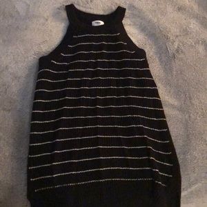 old navy black tank top with white stripes